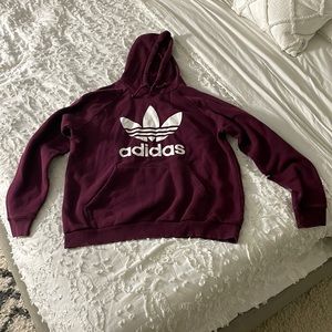Burgundy Pull over Adidas Hoodie